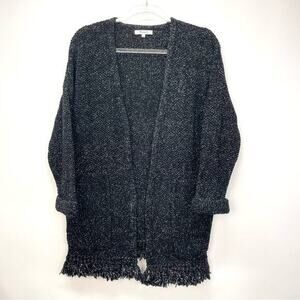 Madewell Cardigan Black Memento Fringe‎ Size Small